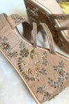 Modanta Footwear_Gold Embroidered Antique Floral Wedges _Online_at_Aza_Fashions