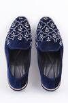 Buy_RNG Safawala_Blue Cutdana Embroidered Leather Loafers _at_Aza_Fashions