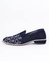 Shop_RNG Safawala_Blue Cutdana Embroidered Leather Loafers _at_Aza_Fashions