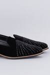 RNG Safawala_Black Cutdana Hand Embroidered Leather Loafers _Online_at_Aza_Fashions