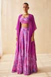 Shop_Ankita Dharman_Purple Blouse Chinon Floral Deep Rhythm Solid Pattern Lehenga Set _at_Aza_Fashions