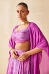 Buy_Ankita Dharman_Purple Blouse Chinon Floral Deep Rhythm Solid Pattern Lehenga Set _Online_at_Aza_Fashions