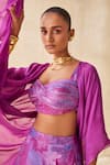 Shop_Ankita Dharman_Purple Blouse Chinon Floral Deep Rhythm Solid Pattern Lehenga Set _Online_at_Aza_Fashions
