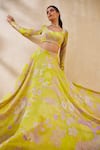 Ankita Dharman_Green Blouse And Lehenga Lurex Floral Sweetheart Mellow Dream Pattern Set _Online_at_Aza_Fashions