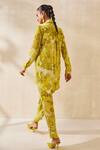 Shop_Ankita Dharman_Yellow Natural Crepe Floral Shirt Collar Blossom Pattern High-low _at_Aza_Fashions