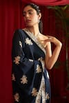 Tasuvure Indes_Blue Georgette Reyna Floral Embroidered Cape And Pant Set _Online_at_Aza_Fashions