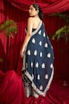 Shop_Tasuvure Indes_Blue Georgette Reyna Floral Embroidered Cape And Pant Set _at_Aza_Fashions