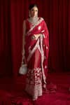 Buy_Tasuvure Indes_Red Rich Pleated Silk Embroidered Floral V Reyna Saree With Blouse  _at_Aza_Fashions