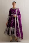 Buy_PRIYAL PRAKASH_Purple Anarkali Chanderi Embroidery Sequin Round Work Set _at_Aza_Fashions