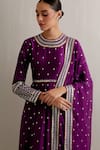 Shop_PRIYAL PRAKASH_Purple Anarkali Chanderi Embroidery Sequin Round Work Set _Online_at_Aza_Fashions