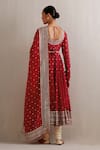 Shop_Priyal Prakash_Red Chanderi, Cotton, Viscose Sequins, Embroidery Keyhole Zari Work Anarkali Set _at_Aza_Fashions