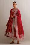 Priyal Prakash_Red Chanderi, Cotton, Viscose Sequins, Embroidery Keyhole Zari Work Anarkali Set _Online_at_Aza_Fashions