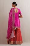Shop_Priyal Prakash_Magenta Organza, Chanderi, Stripe Embroidered Kurta Gharara Set _at_Aza_Fashions