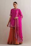 Priyal Prakash_Magenta Organza, Chanderi, Stripe Embroidered Kurta Gharara Set _Online_at_Aza_Fashions