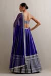 Shop Priyal Prakash Blue Net, Silk Sequins, Zari Square Neck Stripe Pattern Lehenga Set at Aza Fashions Shop_Priyal Prakash_Blue Net, Silk Sequins, Zari Square Neck Stripe Pattern Lehenga Set _at_Aza_Fashions