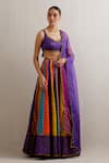 Priyal Prakash Multi Color Organza, Polyester, Net Sequins, Chevron Embroidered Lehenga Set at Aza Fashions Priyal Prakash_Multi Color Organza, Polyester, Net Sequins, Chevron Embroidered Lehenga Set _at_Aza_Fashions