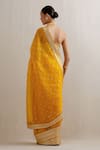 Shop_PRIYAL PRAKASH_Yellow Saree Silk Organza Embroidery Aari Halter Sequin With Blouse For Women_at_Aza_Fashions