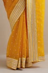 Buy_PRIYAL PRAKASH_Yellow Saree Silk Organza Embroidery Aari Halter Sequin With Blouse 