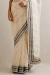 PRIYAL PRAKASH_Ivory Saree Silk Organza Embroidery Aari Plunge V Neck Colorblock With Blouse _Online_at_Aza_Fashions