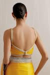 PRIYAL PRAKASH_Yellow Saree Silk Satin Embroidery Placement Border With Blouse _at_Aza_Fashions