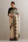 PRIYAL PRAKASH_Beige Saree Silk Organza Embroidery Colorblock With Blouse _Online_at_Aza_Fashions