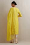 Shop_PRIYAL PRAKASH_Yellow Kurta Chanderi Embroidery Aari Round Sleeve Set _at_Aza_Fashions