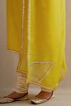PRIYAL PRAKASH_Yellow Kurta Chanderi Embroidery Aari Round Sleeve Set _at_Aza_Fashions