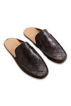 Buy_Baron & Bay_Black Plain Arno Woven Backless Loafers  _at_Aza_Fashions