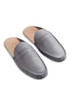 Buy_Baron&Bay_Grey Plain Backless Napa Leather Loafers _at_Aza_Fashions