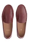 Shop_Baron&Bay_Maroon Marino Milled Round Toe Textured Shoes  _at_Aza_Fashions