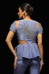 Shop_Jade By Ashima_Grey Crepe Cut Dana Embellished V Neck Supernal Starly Peplum Top With Sharara _at_Aza_Fashions