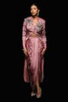 Jade By Ashima_Pink Crepe Nalki Embellished Nebula Bloom Storm Jacket With Draped Skirt_Online_at_Aza_Fashions