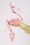 MYKONO_Pink Charmaine Marble Effect Double Strap Heels_at_Aza_Fashions