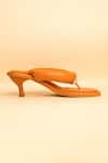 Buy_MYKONO_Orange Poppy Slip On Spool Heels _Online_at_Aza_Fashions