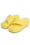 Shop_MYKONO_Yellow Sable Dimensional Coil Quilted Strap Wedges_Online_at_Aza_Fashions