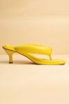 Shop_MYKONO_Yellow Poppy Puffy Strap Slip On Spool Heels _Online_at_Aza_Fashions