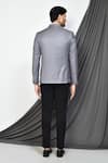 Shop_Aryavir Malhotra_Grey Slub Cotton Plain Contrast Collared Blazer_at_Aza_Fashions