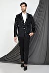 Buy_Aryavir Malhotra_Black Imported Velvet Embellished Sequins Quatrefoil Blazer_at_Aza_Fashions