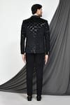 Shop_Aryavir Malhotra_Black Imported Velvet Embellished Sequins Quatrefoil Blazer_at_Aza_Fashions
