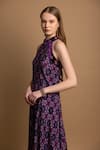 Buy_SHIMONA_Purple Crepe Printed Abstract Halter Neck Gown  _Online_at_Aza_Fashions