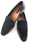 Shop_Shradha Hedau Footwear Couture_Black Embroidery Edward Stripe Mocassin  _Online_at_Aza_Fashions