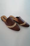 Buy_Shradha Hedau Footwear Couture_Brown Embroidery Archie Zardozi Placement Mules _at_Aza_Fashions