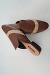 Shradha Hedau Footwear Couture_Brown Embroidery Archie Zardozi Placement Mules _Online_at_Aza_Fashions