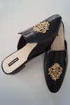 Shradha Hedau Footwear Couture_Black Embroidery Max Floral Butta Mules _at_Aza_Fashions