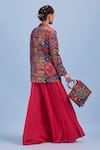 Shop_DiyaRajvvir_Fuchsia Top Modal Printed Geometric Blazer Notched And Sharara Set _at_Aza_Fashions