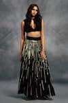 Buy_Diyarajvvir_Black Organza, Tulle V Neck Embellished Lehenga Set_at_Aza_Fashions