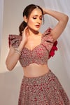 Buy_Mrunalini Rao_Pink Raw Silk Embroidered Zardozi Taara Bloom Work Lehenga Set _at_Aza_Fashions
