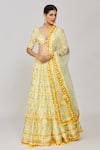 Buy_Gopi Vaid_Yellow Lehenga Georgette Embroidery Mirror Scallop V Anha Sequin Bridal Set