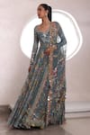 Buy_Mahima Mahajan_Grey Lurex Chiffon Embellished Floral Alayna Mirrorwork Anarkali With Dupatta _Online_at_Aza_Fashions