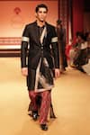 Buy_Nitya Bajaj_Black Jacquard Modal Silk Woven Floral Blazer Pant Set With Dupatta _at_Aza_Fashions